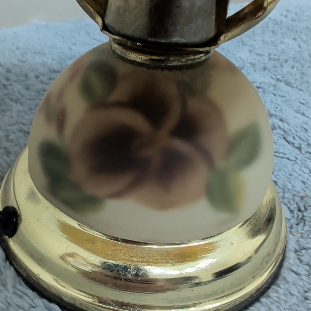 Reverse Painted Accent Table Lamp Floral Garden Touch Sensitive 4 Level 12" X 8" - Picture 3 of 9
